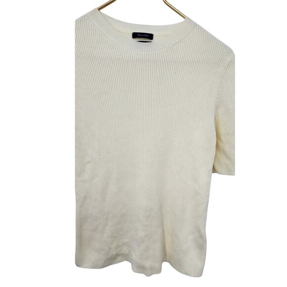 Massimo Dutti Italian Yarn Ribbed 1/2 Sleeve Sweater Top Pale Yellow Medium - Picture 4 of 8